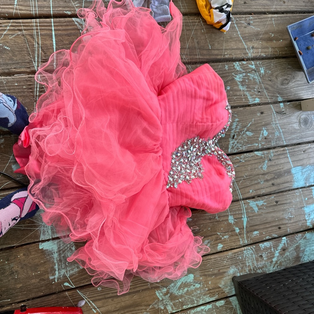 Pink Ruffled Dress with Silver Embellishments